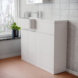 Nes Home 1000mm Left Hand Freestanding White Cabinet With Basin & Wc Unit - thumbnail 3