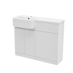 Nes Home 1000mm Left Hand Freestanding White Cabinet With Basin & Wc Unit - thumbnail 6