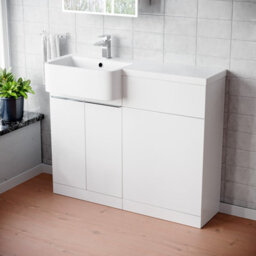 Nes Home 1000mm Left Hand Freestanding White Cabinet With Basin & Wc Unit - thumbnail 1