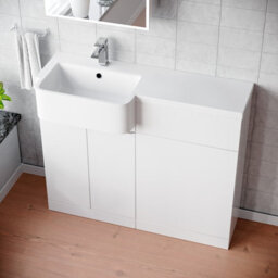 Nes Home 1000mm Left Hand Freestanding White Cabinet With Basin & Wc Unit - thumbnail 4