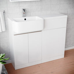 Nes Home 1000mm Left Hand Freestanding White Cabinet With Basin & Wc Unit - thumbnail 5
