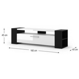 Arte Livia Tv Cabinet 160Cm Black - Sleek Modern Media Unit With Pull-Down Door And Shelves For Stylish Living Rooms - thumbnail 3