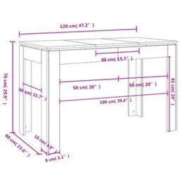 Vidaxl Dining Table Concrete Grey 120X60X76 Cm Engineered Wood - thumbnail 9