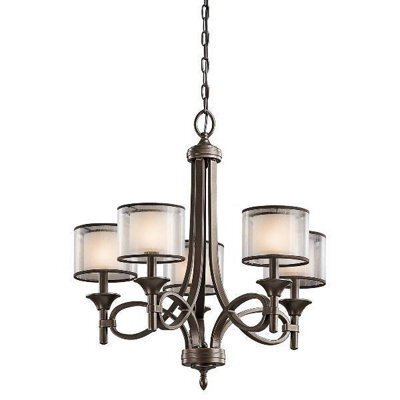Luminosa Lighting Luminosa Lacey 5 Light Multi Arm Chandelier Bronze Finish, E14
