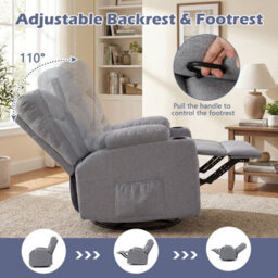 Gainoom Recliner Chair With Massage & Heat Nursery Rocking Chair W/ 360 Degree Swivel Function - thumbnail 9