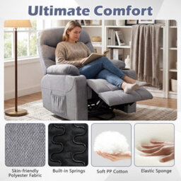 Gainoom Recliner Chair With Massage & Heat Nursery Rocking Chair W/ 360 Degree Swivel Function - thumbnail 7