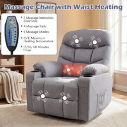 Gainoom Recliner Chair With Massage & Heat Nursery Rocking Chair W/ 360 Degree Swivel Function - thumbnail 5