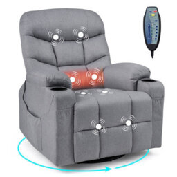 Gainoom Recliner Chair With Massage & Heat Nursery Rocking Chair W/ 360 Degree Swivel Function