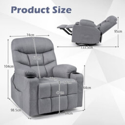 Gainoom Recliner Chair With Massage & Heat Nursery Rocking Chair W/ 360 Degree Swivel Function - thumbnail 2