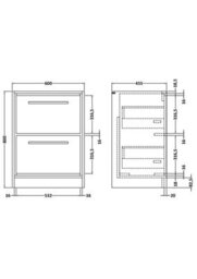 Hudson Reed Lille 600mm Floor Standing 2 Drawer Unit (455 Deep)-Graphite Grey Woodgrain - thumbnail 2