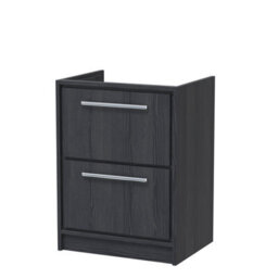 Hudson Reed Lille 600mm Floor Standing 2 Drawer Unit (455 Deep)-Graphite Grey Woodgrain - thumbnail 1