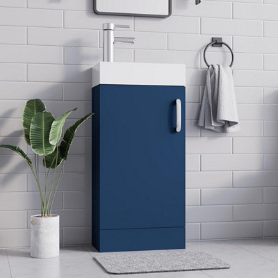 Belofay 400mm Bathroom Vanity Units With Basin With White Ceramic Bathroom Sink Soft Close Hinges & 1 Tap Hole (Denvor Blue) - image 1