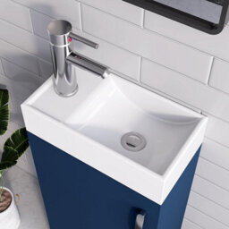 Belofay 400mm Bathroom Vanity Units With Basin With White Ceramic Bathroom Sink Soft Close Hinges & 1 Tap Hole (Denvor Blue) - thumbnail 4