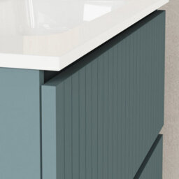 Banyetti Linea Ocean Blue Ribbed Double Drawer Wall Hung Vanity Unit 800mm X 390mm - thumbnail 2