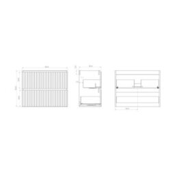 Banyetti Linea Ocean Blue Ribbed Double Drawer Wall Hung Vanity Unit 800mm X 390mm - thumbnail 5