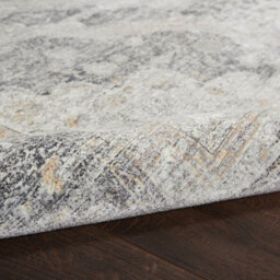 Charcoal Cream Luxurious Traditional Easy To Clean Bordered Floral Dining Room Bedroom And Living Room Rug -244Cm X 305Cm - thumbnail 4