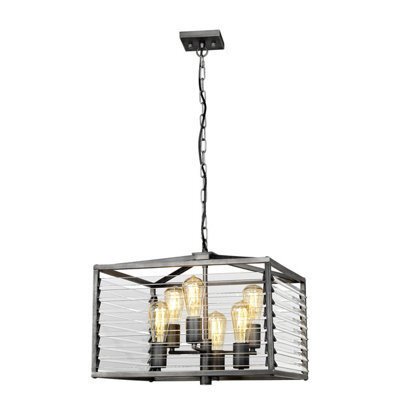 Luminosa Lighting Elstead Louvre 6 Light Pendant Gunmetal Paint Finish - image 1