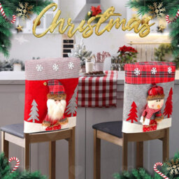 Amorly Set Of 4 Plush Stuffed Santa Claus Christmas Chair Back Covers, Soft Slipcovers For Dining Chairs For Christmas Home Decorations - thumbnail 4
