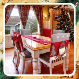 Amorly Set Of 4 Plush Stuffed Santa Claus Christmas Chair Back Covers, Soft Slipcovers For Dining Chairs For Christmas Home Decorations - thumbnail 5