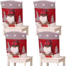 Amorly Set Of 4 Plush Stuffed Santa Claus Christmas Chair Back Covers, Soft Slipcovers For Dining Chairs For Christmas Home Decorations - thumbnail 1