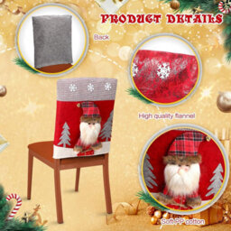 Amorly Set Of 4 Plush Stuffed Santa Claus Christmas Chair Back Covers, Soft Slipcovers For Dining Chairs For Christmas Home Decorations - thumbnail 3