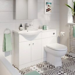 Affine Toilet Basin Sink Vanity Unit Modern Combi Bathroom Furniture 1155mm Matte White - thumbnail 1