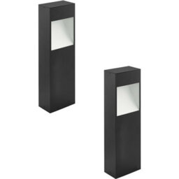 2 Pack Ip44 Outdoor Pedestal Lights - Modern Anthracite & White Square Post 10W Led - thumbnail 1