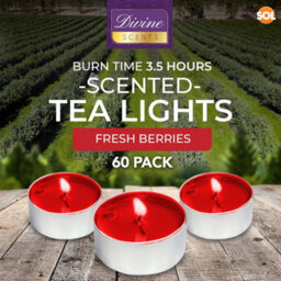 SOL 60Pk Tea Light Candles Fresh Berries 3.5 Hour Burn Time Scented Tea Lights Long Lasting Ideal For Home Relaxation Dinners Weddings - thumbnail 2