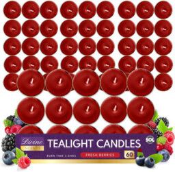 SOL 60Pk Tea Light Candles Fresh Berries 3.5 Hour Burn Time Scented Tea Lights Long Lasting Ideal For Home Relaxation Dinners Weddings - thumbnail 1
