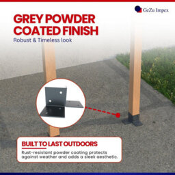 Gezu Impex Pergola Floor Bracket Anthracite Grey - Fence Post Corner Bolt Down Bracket - 121X121mm (Pack Of 8) - thumbnail 4