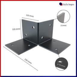 Gezu Impex Pergola Floor Bracket Anthracite Grey - Fence Post Corner Bolt Down Bracket - 121X121mm (Pack Of 8) - thumbnail 2