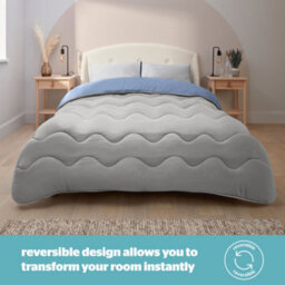 Silentnight Seersucker Coverless Duvet And Pillowcase Set - 10.5 Tog - Grey/blue - Double - thumbnail 6