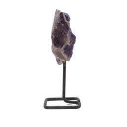 Amethyst Mineral Specimen On Metal Stand Natural Crystal Display Piece - thumbnail 5