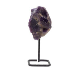 Amethyst Mineral Specimen On Metal Stand Natural Crystal Display Piece - thumbnail 4