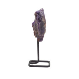 Amethyst Mineral Specimen On Metal Stand Natural Crystal Display Piece - thumbnail 7