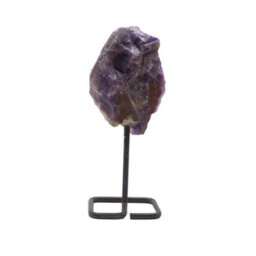 Amethyst Mineral Specimen On Metal Stand Natural Crystal Display Piece - thumbnail 6