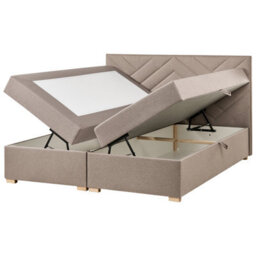 Beliani Divan Bed With Storage Fabric Esquire 180 X 200 Cm (Eu Super King) Taupe - thumbnail 5