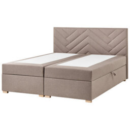 Beliani Divan Bed With Storage Fabric Esquire 180 X 200 Cm (Eu Super King) Taupe - thumbnail 4