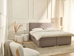 Beliani Divan Bed With Storage Fabric Esquire 180 X 200 Cm (Eu Super King) Taupe - thumbnail 2