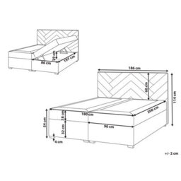 Beliani Divan Bed With Storage Fabric Esquire 180 X 200 Cm (Eu Super King) Taupe - thumbnail 3