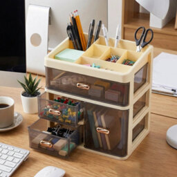 Desktop Storage Drawers Unit Transparent Stationery Organiser - thumbnail 5