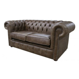 Chesterfield 2 Seater Cracked Wax T Brown Leather Sofa In Classic Style - thumbnail 5