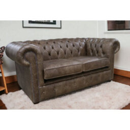 Chesterfield 2 Seater Cracked Wax T Brown Leather Sofa In Classic Style - thumbnail 6