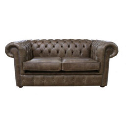 Chesterfield 2 Seater Cracked Wax T Brown Leather Sofa In Classic Style - thumbnail 1