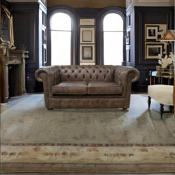 Chesterfield 2 Seater Cracked Wax T Brown Leather Sofa In Classic Style - thumbnail 2