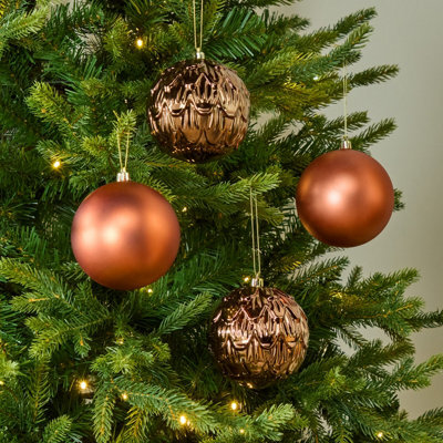 Gloss & Matt Mango Nordic Natural Christmas Bauble Set, Pack Of 4 - image 1