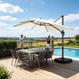 White 2.1X1.4M Rectangular Parasol Canopy Waterproof - thumbnail 4