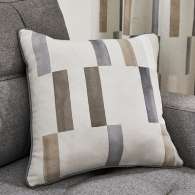 Fusion Oakland 100% Cotton Natural Abstract Geo Print Filled Cushion - image 1