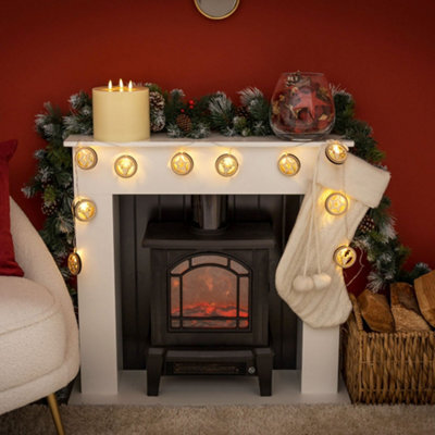 Valuelights Wooden Disk Stars And Reindeers White Indoor String Lights - image 1