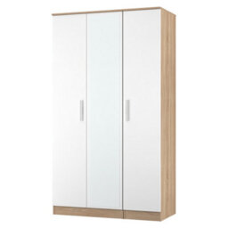 Trent Tall Triple Mirrored Wardrobe In White Matt & Black Matt (Ready Assembled) - thumbnail 4